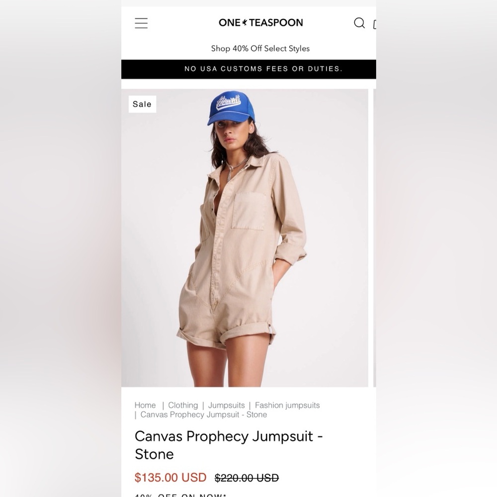 One Teaspoon Utility Romper - Casual Button Front.